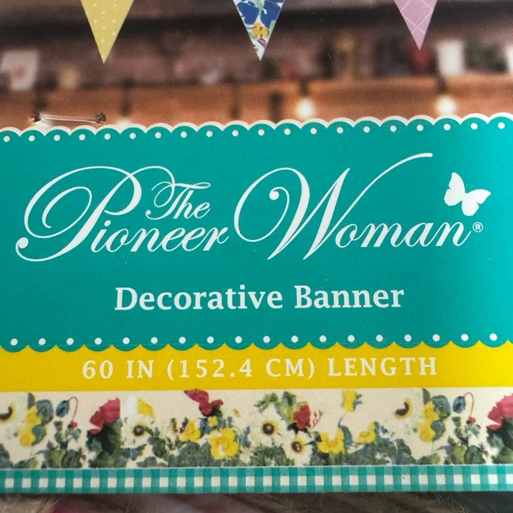 The Pioneer Woman Pink & Yellow Floral Decoratve Banner Cheery Blossoms 6 packs